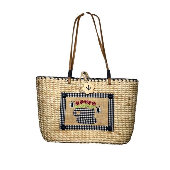 Breckenridge wicker straw tote purse bag vintage cottagecore grandmacore - Picture 1 of 8
